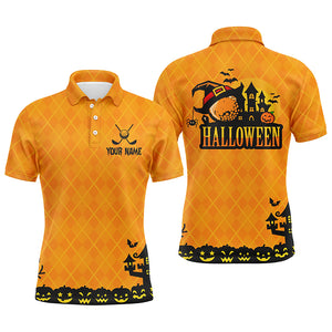 Halloween Landscape Pumpkin Orange Argyle Mens Golf Polo Shirts Custom Funny Golf Gifts For Men LDT0481