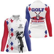 Load image into Gallery viewer, Argyle Pattern Womens Golf Polo Shirt, Personalized Basic Golf Shirts For Women, Golfer Gifts LDT0213