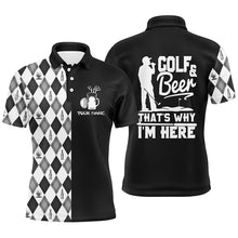 Load image into Gallery viewer, Golf &amp; Beer That’s Why Im Here Black White Argyle Pattern Mens Golf Polo Shirt Golf Shirts For Men LDT0792