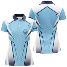 Load image into Gallery viewer, Blue White Personalized Womens Golf Polo Shirt Custom Name Golf Shirts For Women Golfer Gifts LDT1436