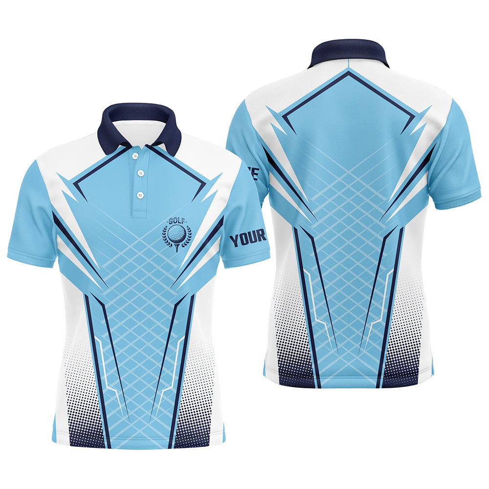 Blue White Personalized Mens Golf Polo Shirt Custom Name Golf Shirts For Men Golfing Gifts LDT1436