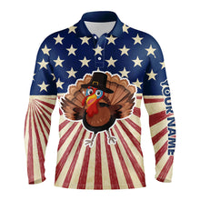 Load image into Gallery viewer, Turkey Bird Thanksgiving American Flag Men Golf Polo Shirt Mens Patriotic Golf Tops Golf Gifts LDT0841