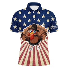 Load image into Gallery viewer, Turkey Bird Thanksgiving American Flag Men Golf Polo Shirt Mens Patriotic Golf Tops Golf Gifts LDT0841