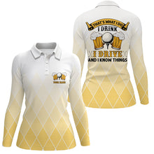 Load image into Gallery viewer, I Drink I Drive And I Know Things Yellow Argyle Golf Polo Shirts Beer Golf Shirts For Women LDT0527