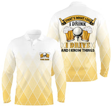 Load image into Gallery viewer, I Drink I Drive And I Know Things Yellow Argyle Mens Golf Polo Shirts Beer Golf Shirts For Men LDT0527