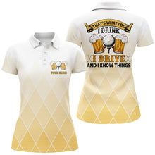 Load image into Gallery viewer, I Drink I Drive And I Know Things Yellow Argyle Golf Polo Shirts Beer Golf Shirts For Women LDT0527