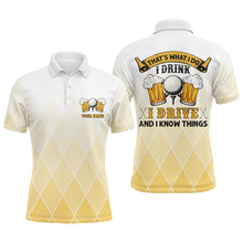 Load image into Gallery viewer, I Drink I Drive And I Know Things Yellow Argyle Mens Golf Polo Shirts Beer Golf Shirts For Men LDT0527