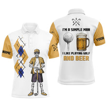 Load image into Gallery viewer, I&#39;m A Simple Man Skull Beer Argyle Pattern Golf Polo Shirts Beer Golf Shirts For Men LDT0528