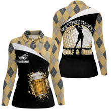 Load image into Gallery viewer, Just A Woman Who Loves Golf &amp; Beer Argyle Pattern Golf Polo Shirt Beer Golf Shirts For Women LDT0533