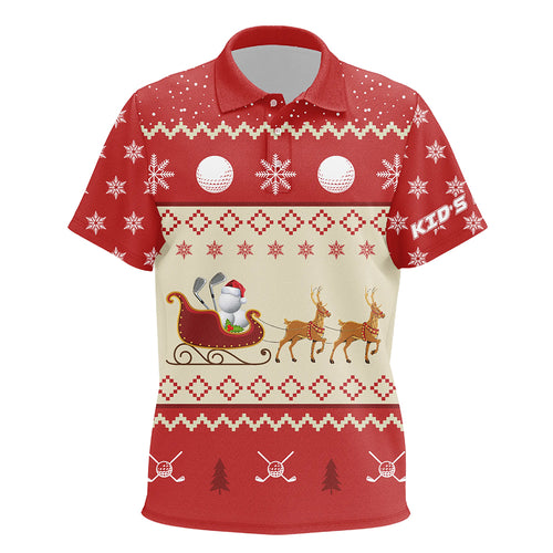 Reindeer Christmas Golf Kids Polo Shirt Customized Red Winter Golf Shirts For Kid Xmas Golf Gifts LDT0851