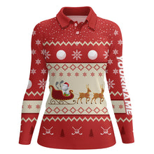 Load image into Gallery viewer, Reindeer Christmas Golf Polo Shirt Customized Red Winter Golf Shirts For Women Xmas Golf Gift LDT0851