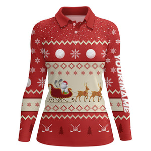 Reindeer Christmas Golf Polo Shirt Customized Red Winter Golf Shirts For Women Xmas Golf Gift LDT0851