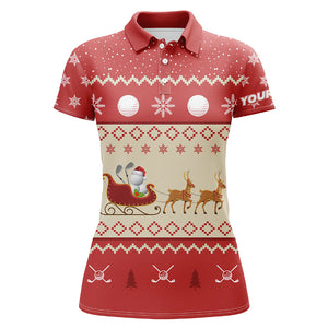 Reindeer Christmas Golf Polo Shirt Customized Red Winter Golf Shirts For Women Xmas Golf Gift LDT0851