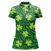 Load image into Gallery viewer, Green Striped Zebra With Clover Golf Polo Shirts Patrick Day Golf Shirts For Women Golf Gifts LDT1265