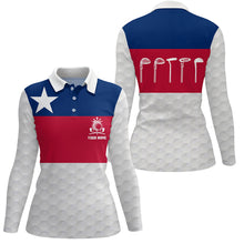 Load image into Gallery viewer, Texas Flag Womens Golf Polo Shirt, Texas Golf Shirts For Women, Custom Name Patriotic Golf Gifts LDT0073