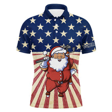 Load image into Gallery viewer, Santa Christmas Vintage American Flag Mens Golf Polo Shirts Funny Golf Shirts For Men Golf Gifts LDT0592