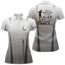 Load image into Gallery viewer, Golf That's What I Do American Flag Polo Shirts For Women Custom Skull Patriotic Golf Gifts LDT0291