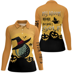 My Broom Broke So Now I Golf Orange Halloween Polo Shirts Witch Scary Golf Gifts For Women LDT0346