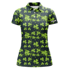 Load image into Gallery viewer, Watercolor Green Clover Leaf St Patrick Day Golf Polo Shirt Custom Name Golf Shirts For Women LDT1329