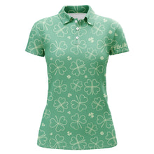 Load image into Gallery viewer, Green Clover St Patrick Day Womens Golf Polo Shirt Custom Name Shamrock Golf Shirts For Women LDT1330