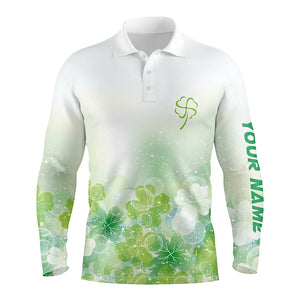 Green Clover Silhouette Twinkle Patrick Day Mens Golf Polos Custom Golf Shirts For Men Golf Gifts LDT1331