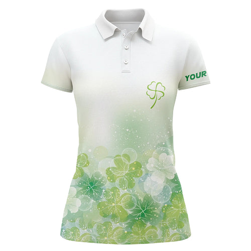 Green Clover Silhouette Twinkle Patrick Day Golf Polos Custom Golf Shirt For Women Golf Gifts LDT1331