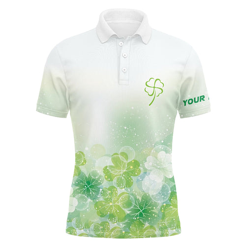 Green Clover Silhouette Twinkle Patrick Day Mens Golf Polos Custom Golf Shirts For Men Golf Gifts LDT1331