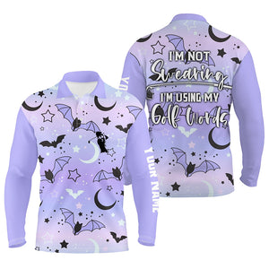 Galaxy Halloween Bats Mens Golf Polo Shirts, Cute Golf Shirts For Men, Funny Golf Shirt With Sayings LDT0116