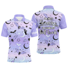 Load image into Gallery viewer, Galaxy Halloween Bats Mens Golf Polo Shirts, Cute Golf Shirts For Men, Funny Golf Shirt With Sayings LDT0116