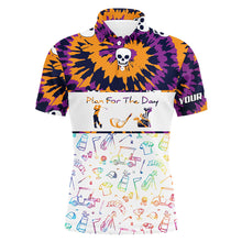 Load image into Gallery viewer, Tie Dye Halloween Mens Golf Polo Shirts, Colorful Best Golf Shirts For Men, Skull Golf Shirt LDT0127