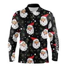 Load image into Gallery viewer, Santa Claus With Holly &amp; Snowflakes Christmas Men Golf Polos Vintage Cute Golf Shirts For Men LDT0676