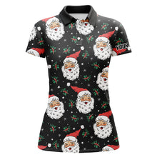 Load image into Gallery viewer, Santa Claus With Holly &amp; Snowflakes Christmas Golf Polos Vintage Cute Golf Shirts For Women LDT0676