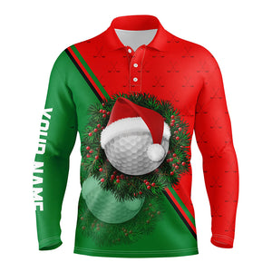 Red Green Santa Golf Ball Christmas Golf Mens Polo Shirt Custom Men Golf Tops Xmas Golf Gifts LDT0920