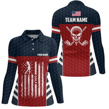 Load image into Gallery viewer, American Flag Golf Pattern Polo Shirt Custom Skull Patriotic Golf Shirts For Women Golf Gifts LDT0701