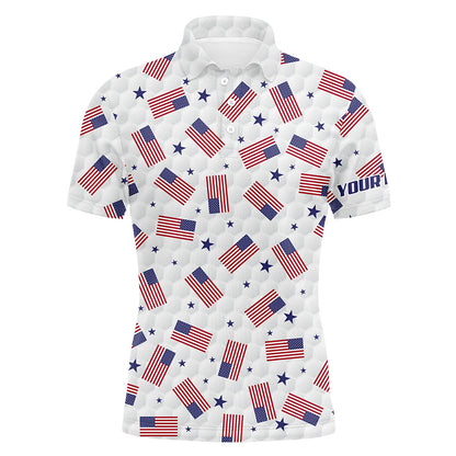 American Flag Golf Pattern Mens Polo Shirts Custom Patriotic Golf Shirts For Men Golf Gifts LDT0388
