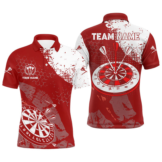Retro Red White Pattern Custom Mens Darts Polo Shirts Dart Team Jerseys For Men LDT0704
