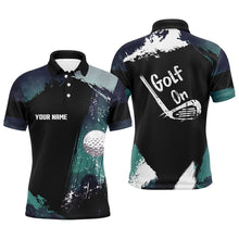 Load image into Gallery viewer, Watercolor Mens Golf Polo Shirts Dark Green Custom Golf Tops For Men, Vintage Golf Gifts LDT0141