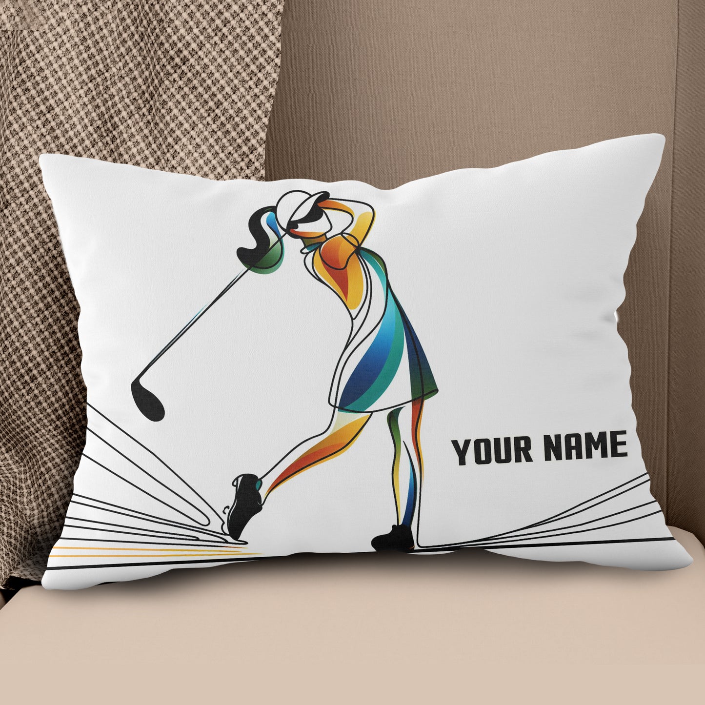 Colorful Continuous Golfer Custom Golf Pillow Personalized Golfing Gifts LDT1161
