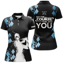 Load image into Gallery viewer, Blue Argyle Womens Golf Polo Shirts, Personalized Golf Shirts For Womens, Vintage Golf Gifts LDT0145