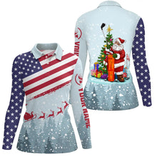 Load image into Gallery viewer, Christmas Usa Flag Golf Polo Shirt Santa Golf Custom Winter Patriotic Golf Shirts For Women LDT0941