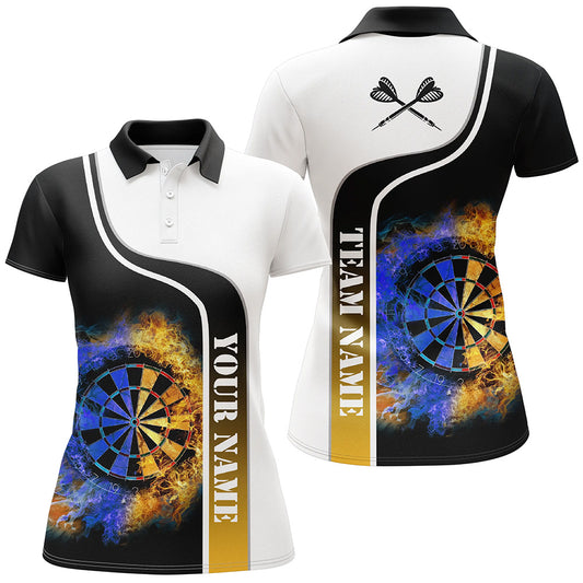 Pesonalized Darts Flame Polo Shirt Custom Gradient Flame Cool Dart Jerseys For Women LDT0734