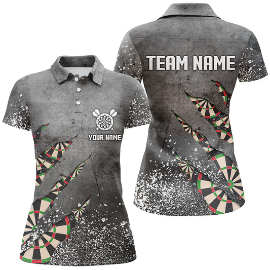 Paint Splash Grey Womens Darts Polo Shirt Custom Dart Shirts For Women Team Dart Jerseys LDT0964
