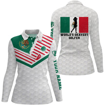 Load image into Gallery viewer, Mexican Flag World's Okayest Golfer Custom White Polo Shirt Patriotic Golf Shirts For Women LDT0432