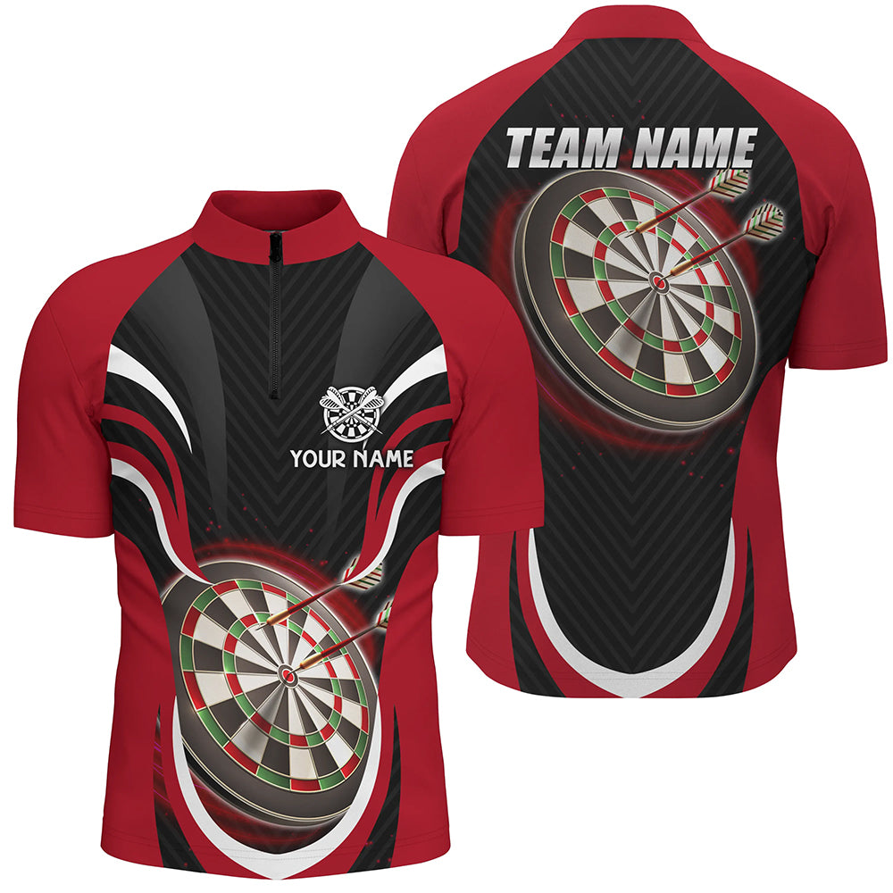 Personalized Black Red Darts Quarter Zip Shirt Custom Cool Dart Shirt For Men Dart Jerseys LDT1392