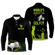 Load image into Gallery viewer, World's Okayest Golfer Mens Polo Shirt, Customized Green Golf Shirts For Men, Golf Gifts LDT0202