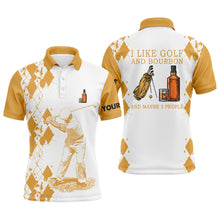 Load image into Gallery viewer, I Like Golf And Bourbon Mens Golf Polo Shirts Customized Yellow Argyle Golf Shirts For Men Golf Gifts LDT0791