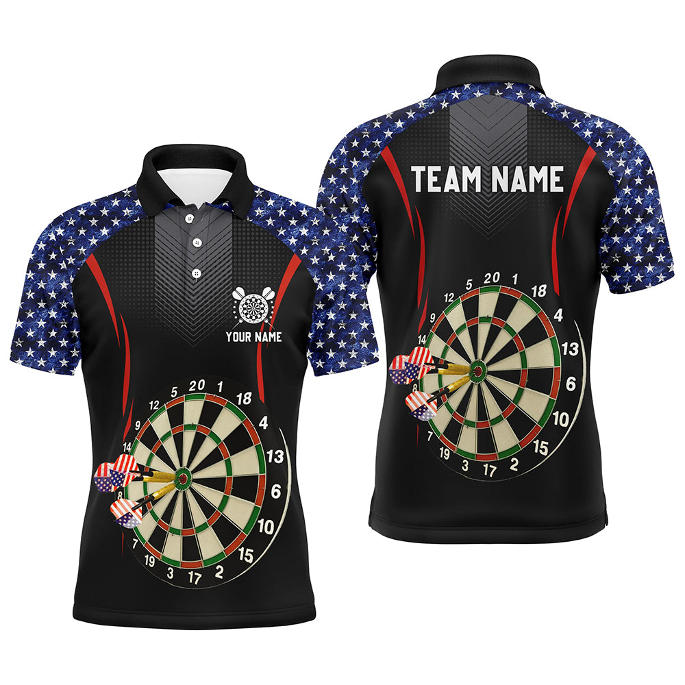 American Flag Darts Men Polo Shirt With Name Patriotic Darts Shirt For Men Dart Jersey LDT0796