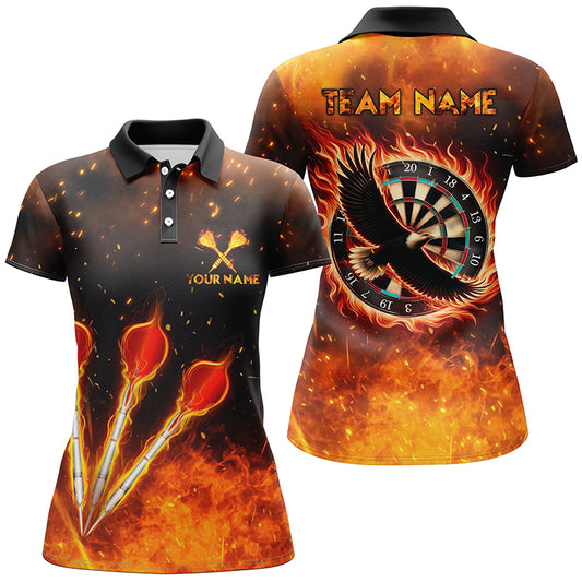 Orange Fire Flame Eagle Womens Darts Polo Shirt Custom Darts Shirt For Women Dart Jerseys LDT1441