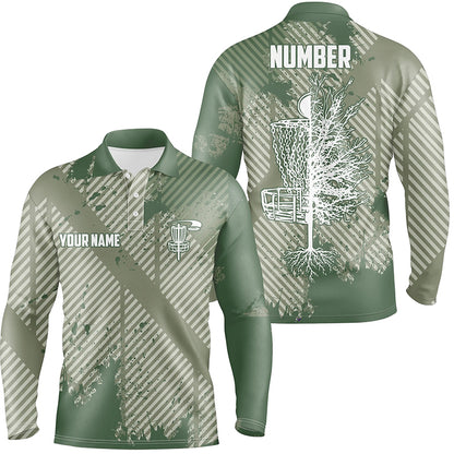 Disc Golf Green Abstract Texture Mens Polo Shirts Customized Disc Golf Shirts For Men LDT0520