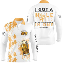 Load image into Gallery viewer, I Got A Cold Beer On Every Hole Yellow Argyle Mens Golf Polo Shirts Beer Golf Shirts For Men LDT0525